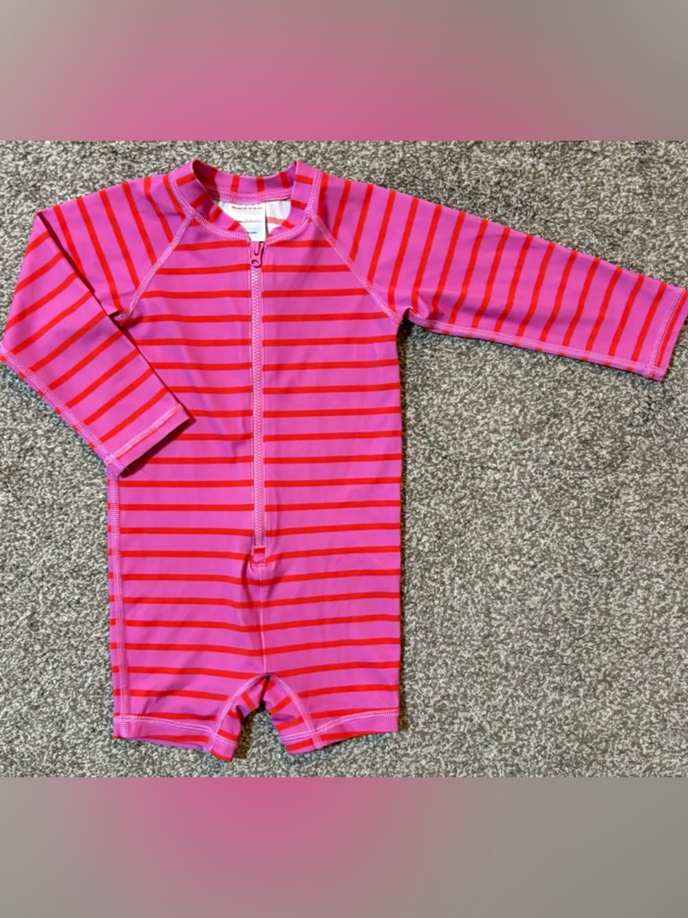 Hanna Andersson Pink and Red Striped Kids One-Piece Swim